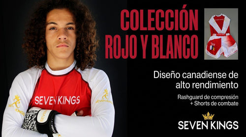 Conjunto grappling rojo 7Kings — rashguard y shorts MMA BJJ